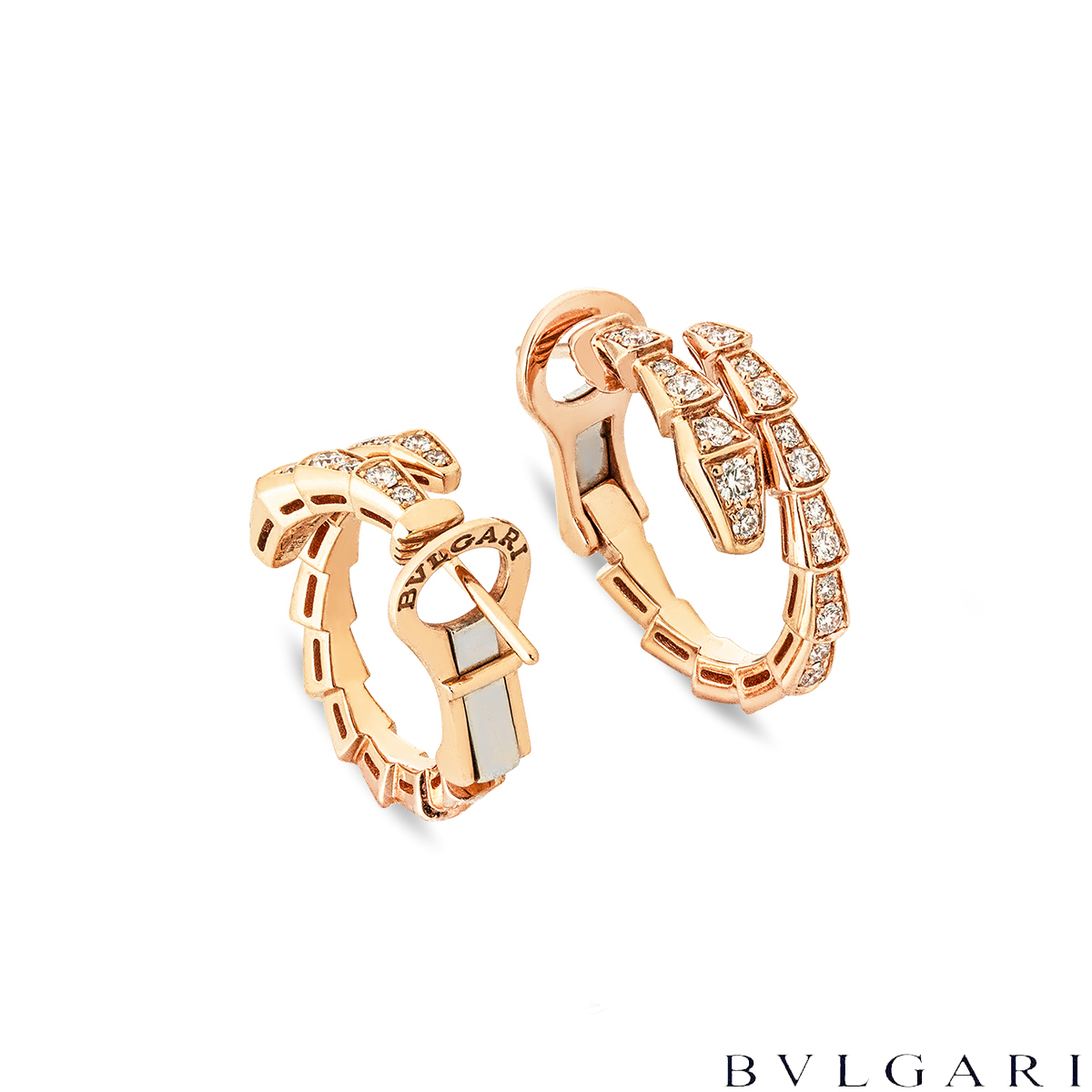 Bvlgari Rose Gold Diamond Serpenti Viper Hoop Earrings 0.75ct 358361 Bvlgari Rose Gold Diamond Serpenti Viper Hoop Earrings 0.75ct 358361